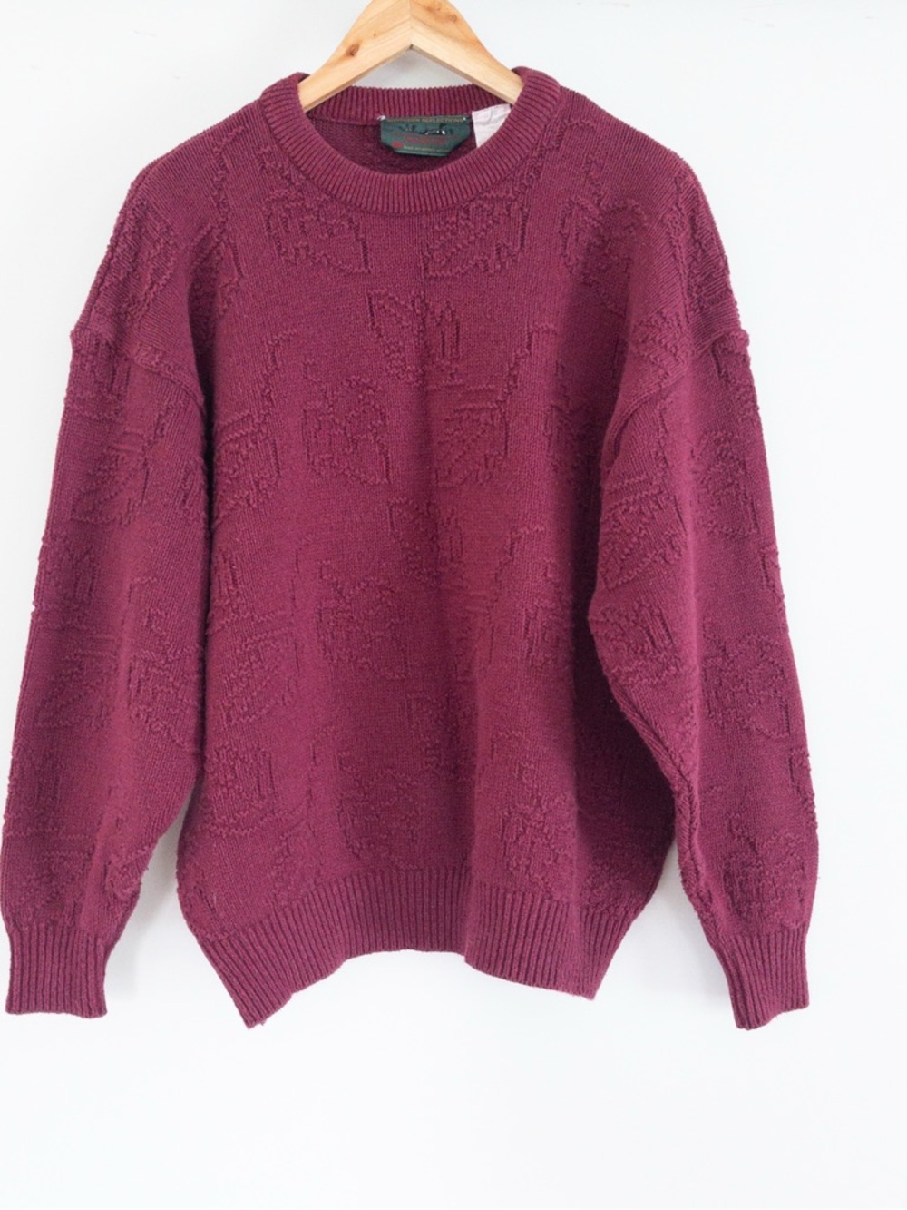 Vintage Circa 90's Era Northern Reflections Maroon Embossed Crewneck Sweater XL